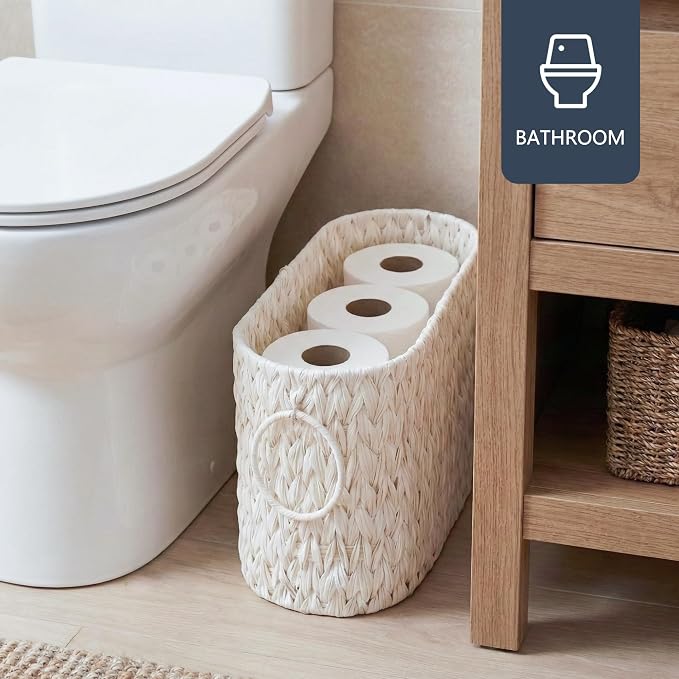 Toilet Paper Basket, Boho Decorative Toilet Paper Storage, Large Wicker Basket - Image 2