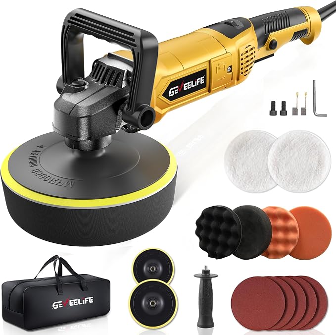 GEVEELIFE Buffer Polisher, 6 Inch/7 Inch 1600W Rotary Car Buffer Polisher Waxer by GEVEELIFE