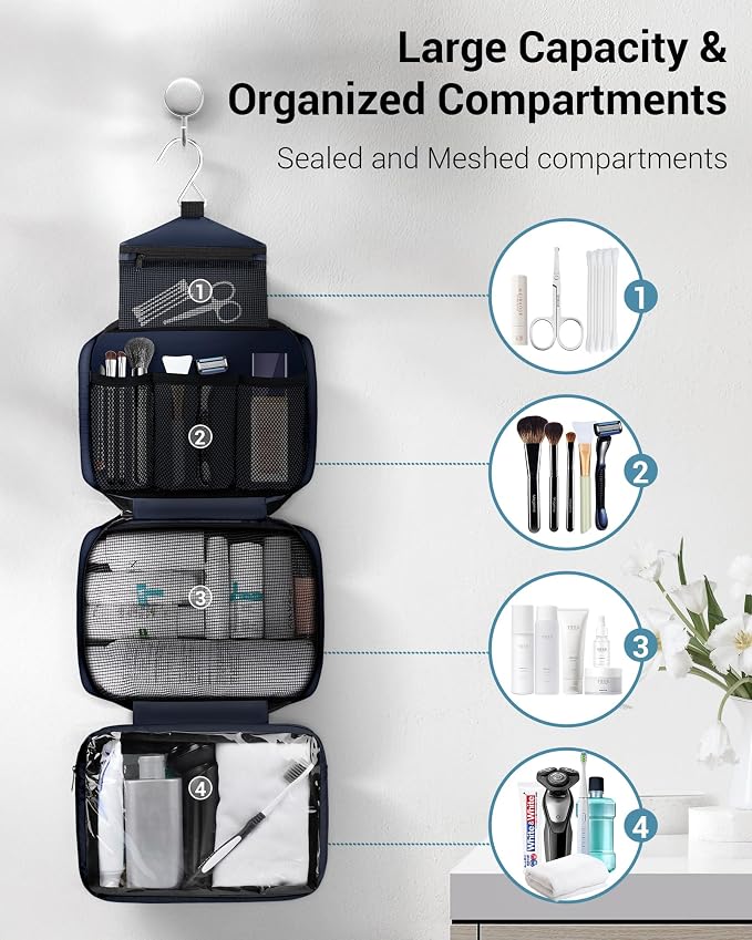 Maliton Toiletry Bag for Men & Women Large Toiletry Bags for Traveling Hanging - Image 2