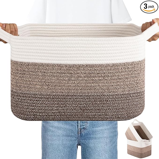 OIAHOMY Woven Storage Basket, Cotton Rope Baskets by MasterofSpaceOptimization