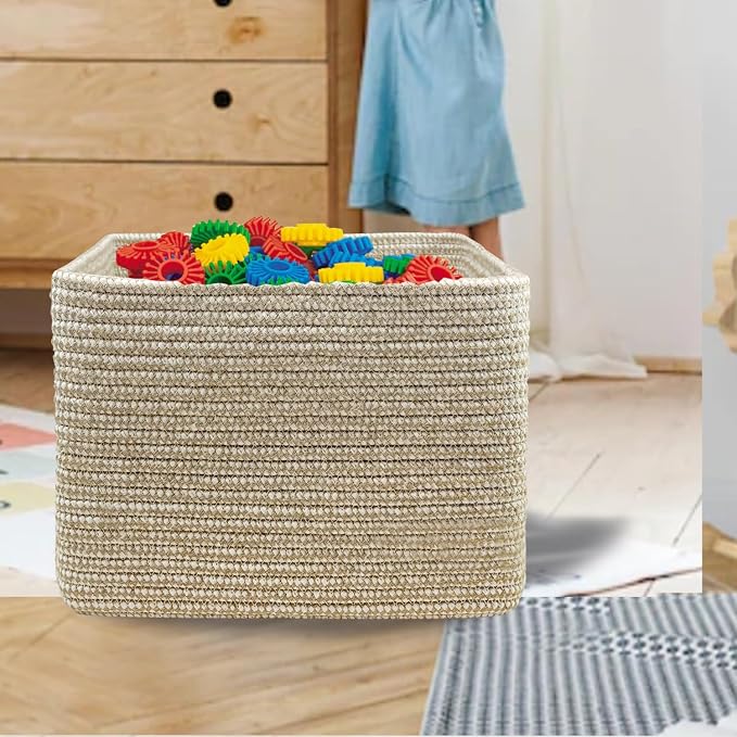 COMFY-HOMI Square Woven Cotton Rope Basket - Image 6