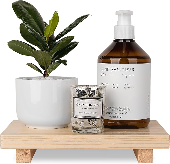 Bathroom Counter Organizer Wood Pedestal Stand Farmhouse Decorative Tray Soap by zoocatia