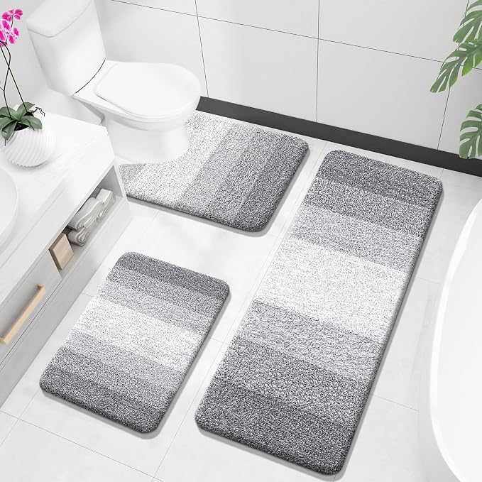 OLANLY Bathroom Rugs Sets 3 Piece, Soft Absorbent Microfiber Bath Mats and by OLANLY
