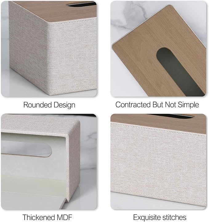 Tissue Box Cover Rectangular 9.8" x 5.3" x 4.3" Refined Modern PU Leather - Image 7