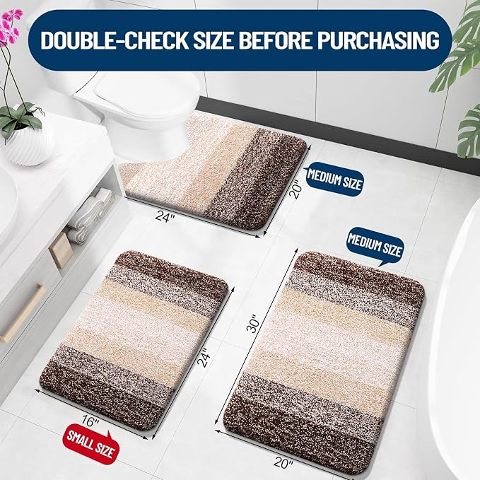 OLANLY Bathroom Rugs Sets 3 Piece, Soft Absorbent Microfiber Bath Mats and - Image 3