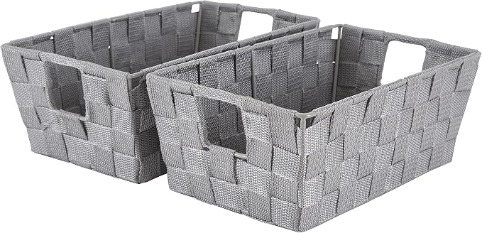 Simplify 2 Pack Small Woven Storage Shelf Basket | Organization | Bathroom | by Simplify