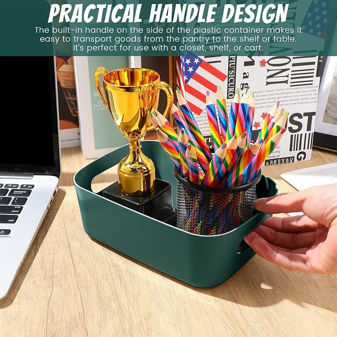 Zopeal Plastic Storage Bins 10 Pcs Green Pantry Organizer Bins Small Baskets - Image 4