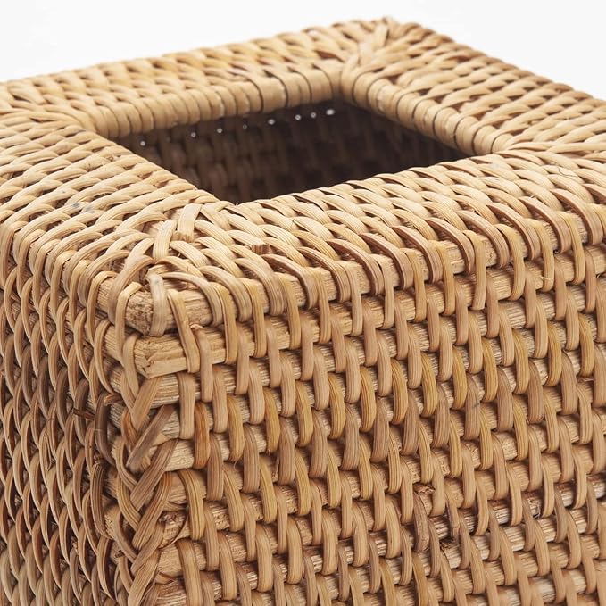 2 Pack Rattan Tissue Box Cover Square, Wicker Tissue Box Holder, Decorative - Image 2