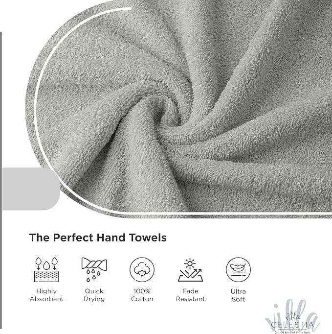 100% Cotton Hand Towel Set of 2, Sustainable, Highly Absorbent, Quick Drying - Image 3