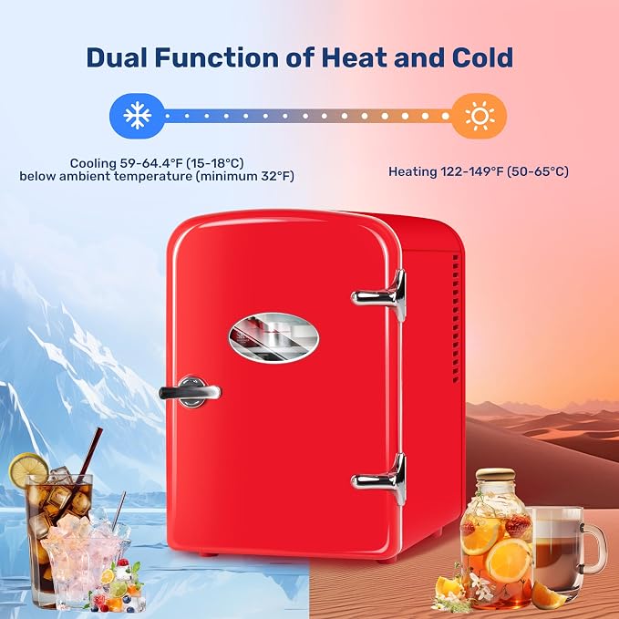 YSSOA Mini Fridge with Observation Window 4-Liter Six 12 oz Cans Portable - Image 3