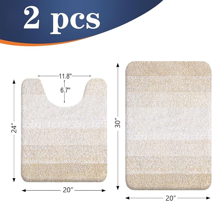 OLANLY Bathroom Rug Set 2 Piece, Soft Absorbent Microfiber Bath Mats and - Image 2
