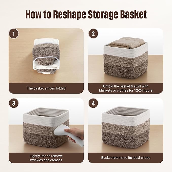 5-Pack Storage Cubes Woven Rope Baskets - Image 7