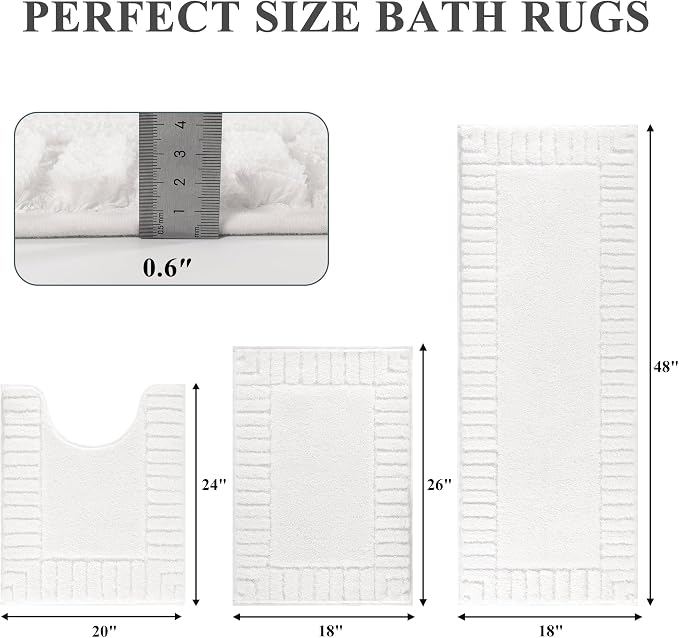 Pauwer Bathroom Rugs Sets 3 Piece Bathroom Shower Rugs - Image 2