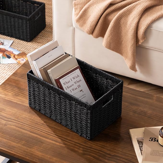 UBBCARE 2 Pack Wicker Basket, 13.4L×8.3H×7.1W inch Woven Paper Rope Storage - Image 5