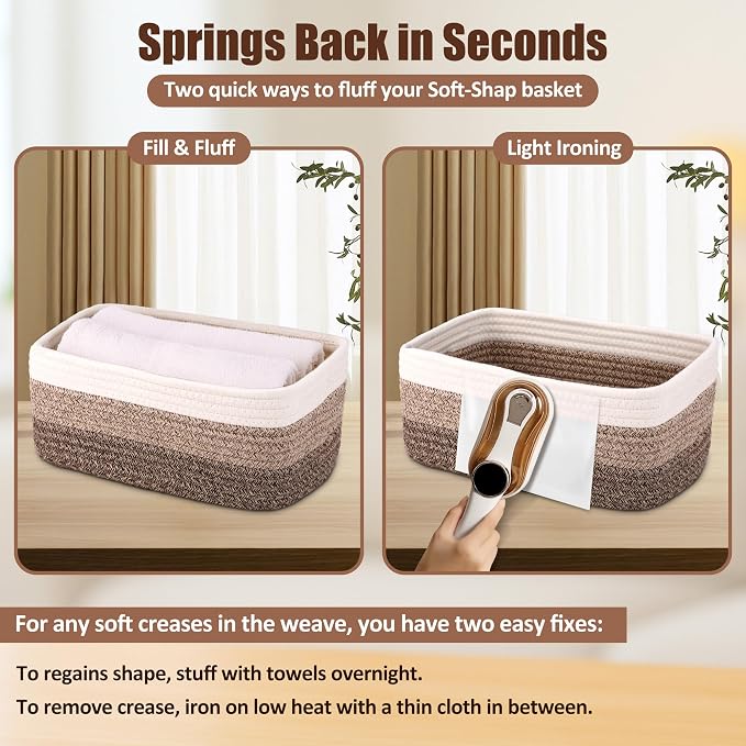 5-Pack Small Woven Rope Storage Baskets – 2 Sizes Organizer Bins - Image 7