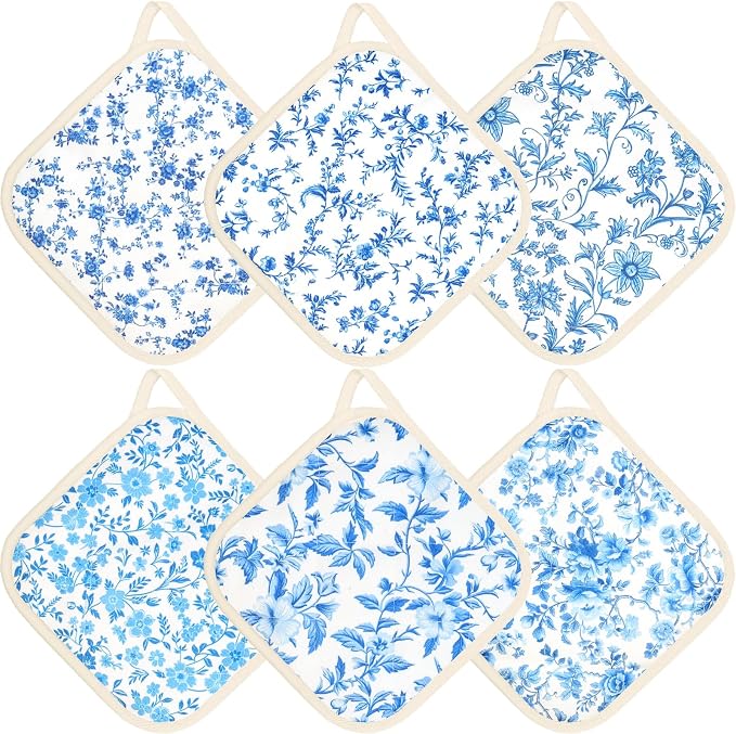 6 Pack Pot Holders 100% Cotton Heat Resistant Potholder, Machine Washable Pot by Unknown