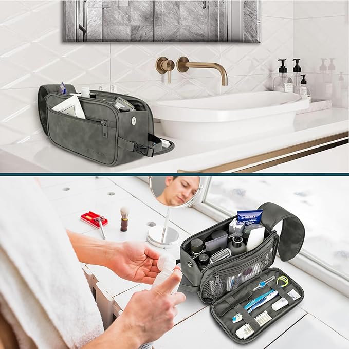 PAVILIA Toiletry Bag for Men, Travel Essentials Shaving Dopp Kit, Mens Travel - Image 5