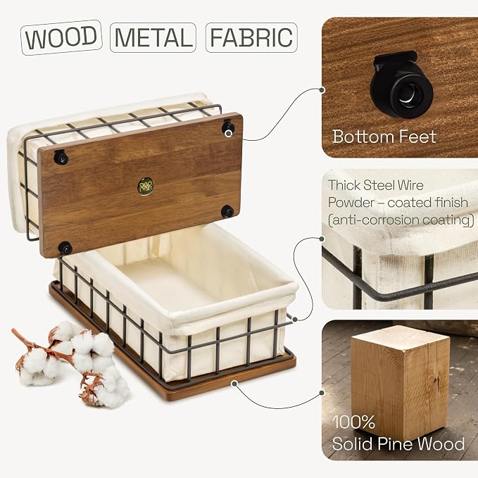 BAOBAB WORKSHOP Wooden Bathroom Basket Organizer & Storage, Toilet Paper Basket - Image 3