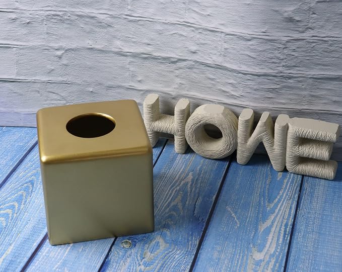Hymmah Matte Gold Square Tissue Box Cover Holder, Bathroom Accessories Decor - Image 7