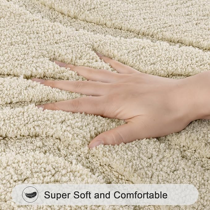 HEBE Bathroom Rugs Sets 5 Piece, Soft Absorbent Microfiber Bath Mat - Image 3