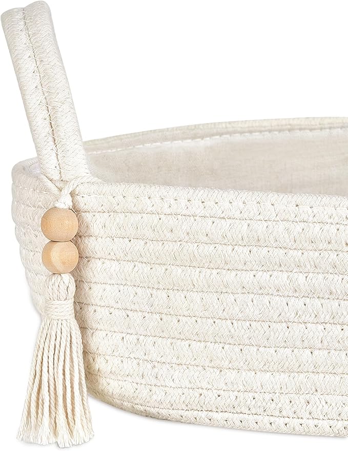 Mkono Small Storage Basket for Toilet Tank Top Boho Bathroom Decor Woven Rope - Image 4