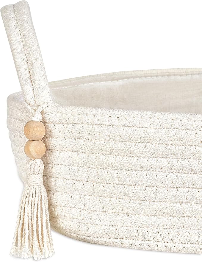 Mkono Small Storage Basket for Toilet Tank Top Boho Bathroom Decor Woven Rope - Image 4