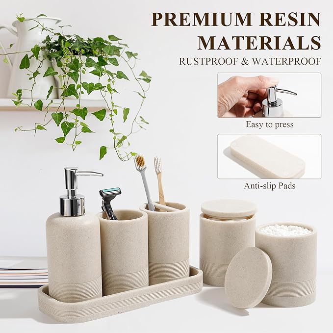 Bathroom Accessories Set, 6-Piece Bathroom Accessory Set, Toothbrush Holders Set - Image 5
