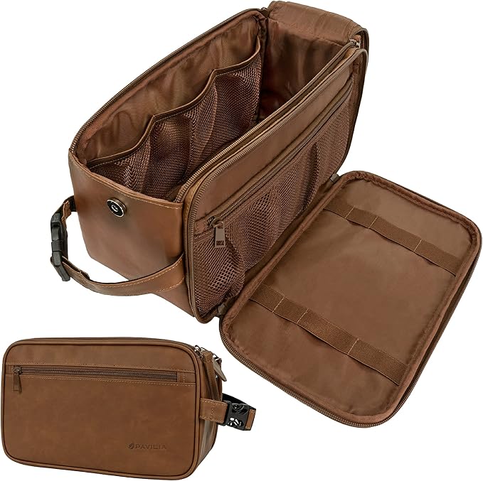 PAVILIA Toiletry Bag for Men, Travel Essentials Shaving Dopp Kit, Mens Travel by PAVILIA
