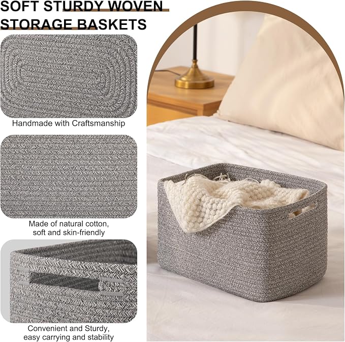 Storage Baskets for Organizing, Woven Decorative Baskets for Shelves - Image 3