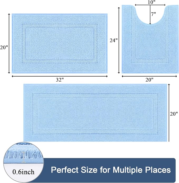 SHACOS Soft Fluffy Bathroom Runner Rugs Set of 3 Bath Mats - Image 3