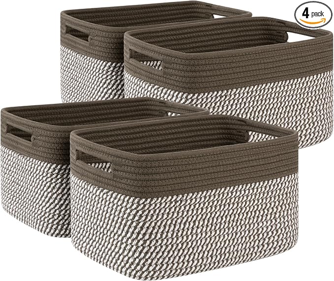 4 Pack Storage Baskets for Organizing, Woven Baskets for Shelves by SIXDOVE