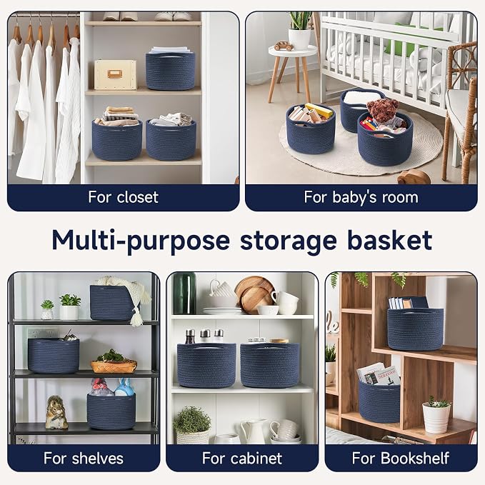 Small Rope Baskets for Storage, Baskets for Gifts Empty, Cute Round Woven - Image 4