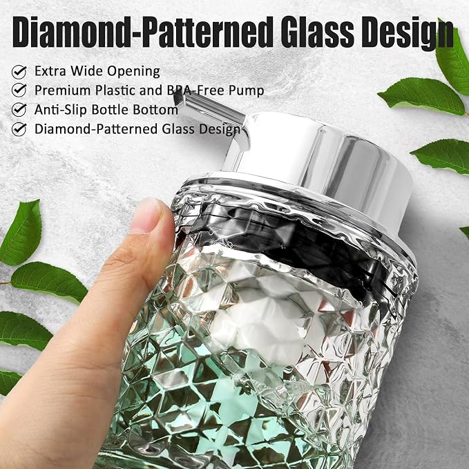Malachi Foaming Hand Soap Dispenser, Refillable Clear Glass Pump Bottles - Image 4