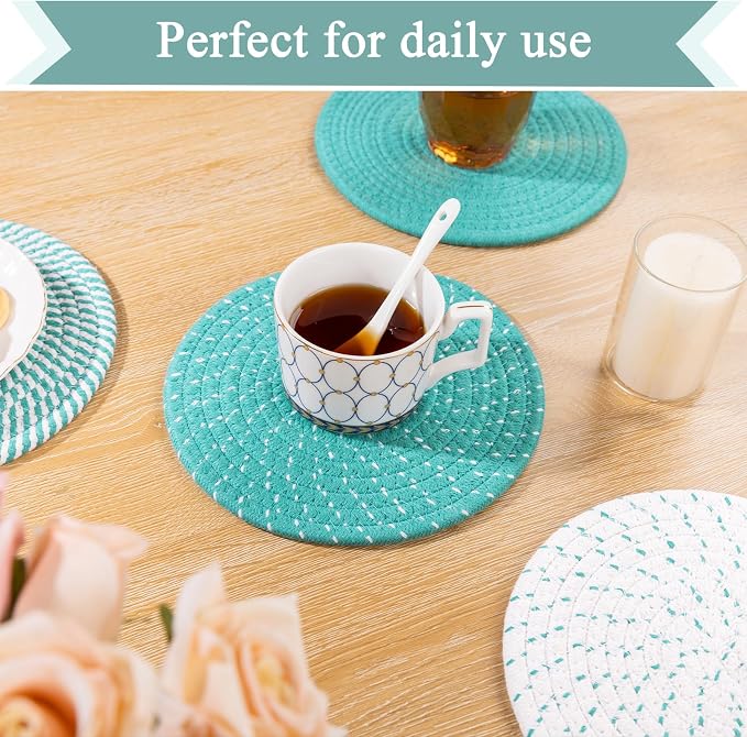 SHACOS 8 Inches Trivets for Hot Dishes, 4 Pieces Cotton Trivets Mats for Kitchen - Image 8