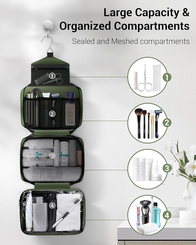 Maliton Toiletry Bag for Men & Women Large Toiletry Bags for Traveling Hanging - Image 2