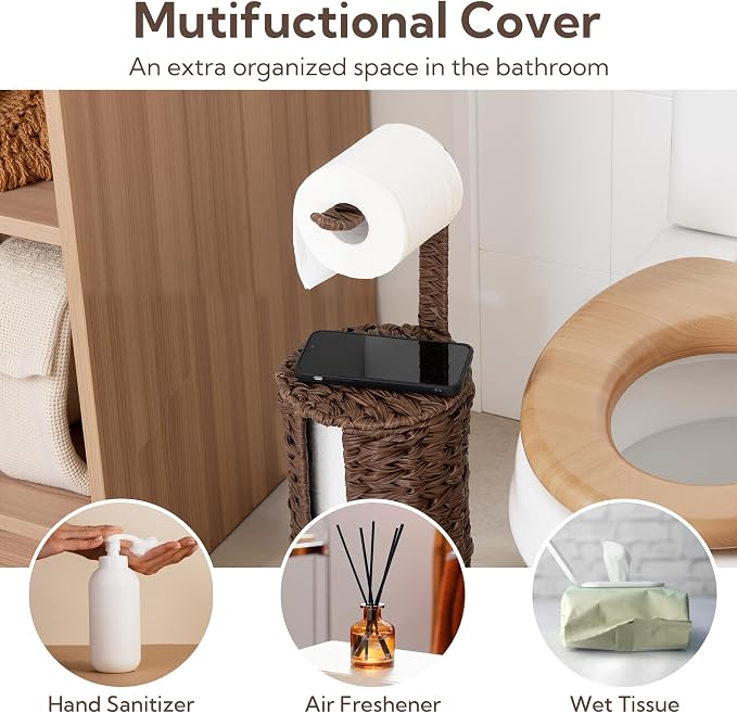 GRANNY SAYS Wicker Freestanding Toilet Paper Holder Stand - Image 6