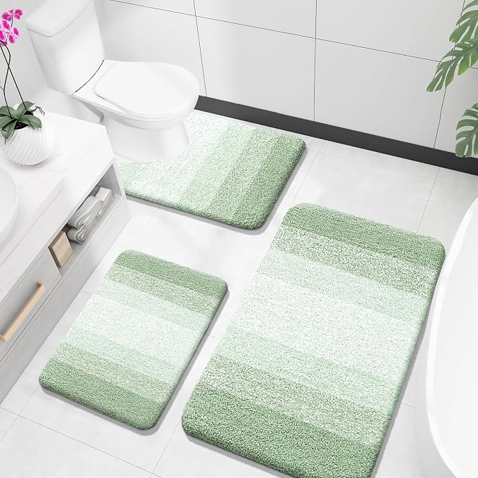 OLANLY Bathroom Rugs Sets 3 Piece, Soft Absorbent Microfiber Bath Mats and by OLANLY