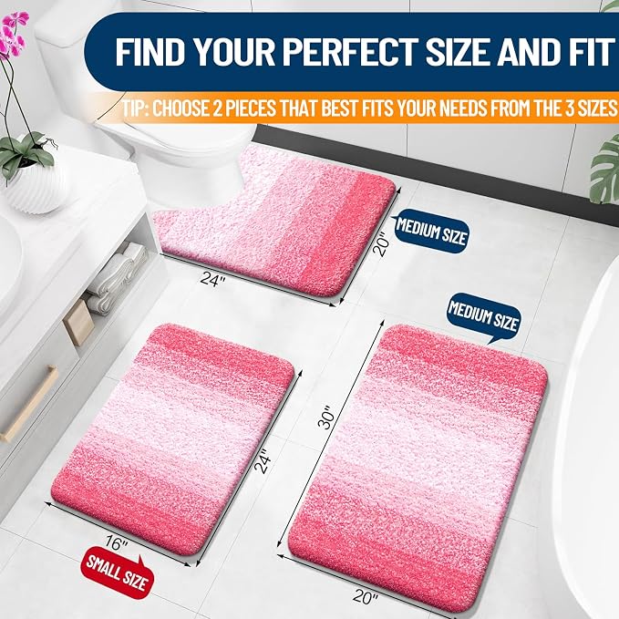 OLANLY Bathroom Rug Set 2 Piece, Soft Absorbent Microfiber Bath Mats and - Image 3