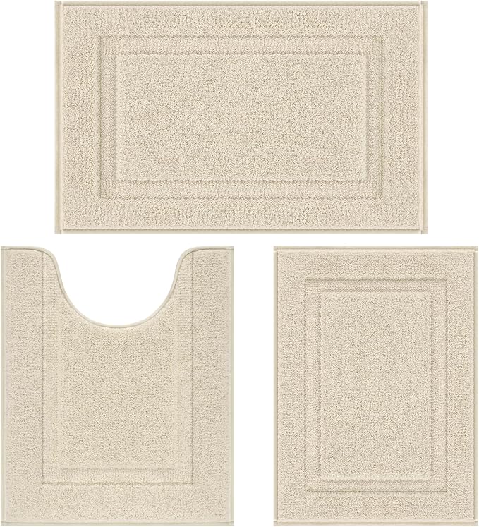 SHACOS Soft Fluffy Bathroom Rugs Set of 3 Pieces Bath Mats by SHACOS
