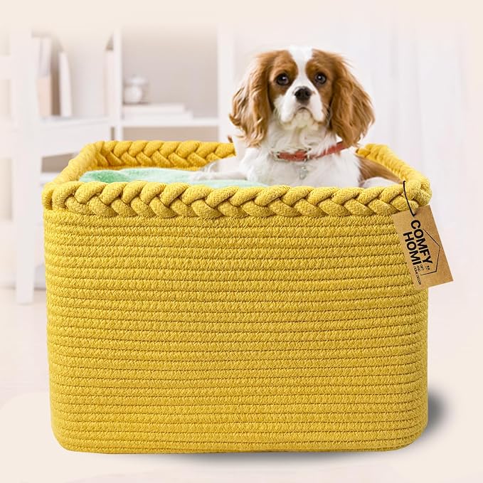 COMFY-HOMI Square Woven Cotton Rope Basket - Image 2