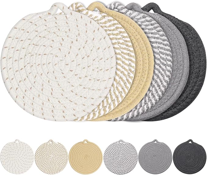 7" Trivets for Hot Dishes, 6 Pack Hot Pads for Kitchen Counter & Dining Table by PUPILLEMONJEWELRY