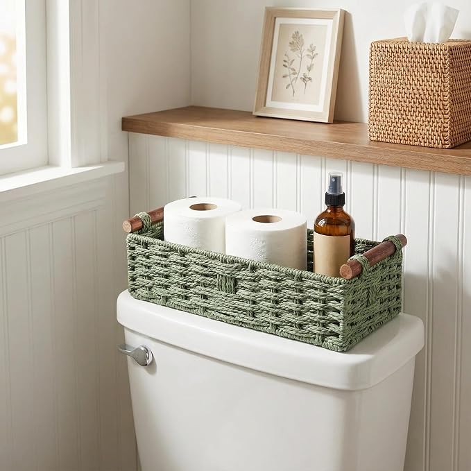 Back of Toilet Basket, Basket for Toilet Tank Top, Fresh Bathroom Organizer for - Image 3