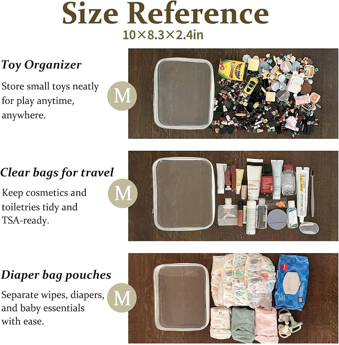 4 pcs Clear Zipper Pouches, Hard Shell Zipper Case, Toiletry Bag - Image 4