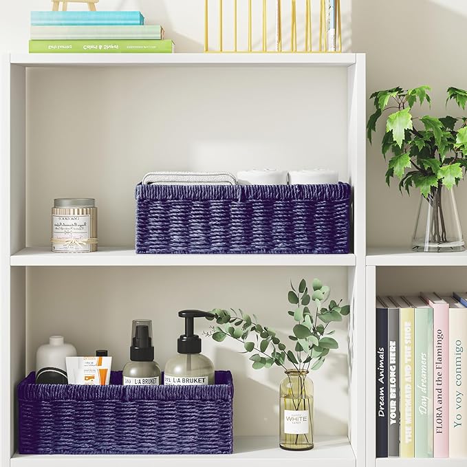 Vagusicc Wicker Storage Basket, Paper Rope Wicker Baskets - Image 3