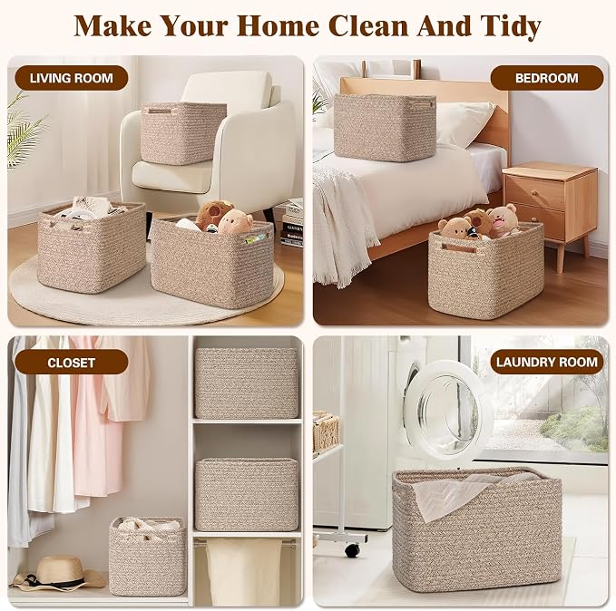 Storage Baskets for Organizing, 4 Pack Baskets for Shelves, Decorative Storage - Image 6