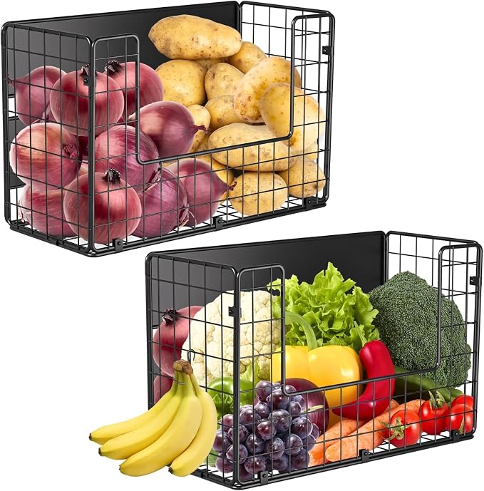 2 Set Magnetic Shelf for Fridge, Fruit Potato & Onion Storage Bins, Pantry by Ofiray-home