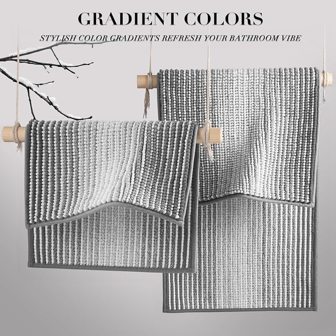 BSICPRO Bathroom Rugs and Mats Sets, 2 Piece Thick Absorbent Chenille Bath Mat - Image 4
