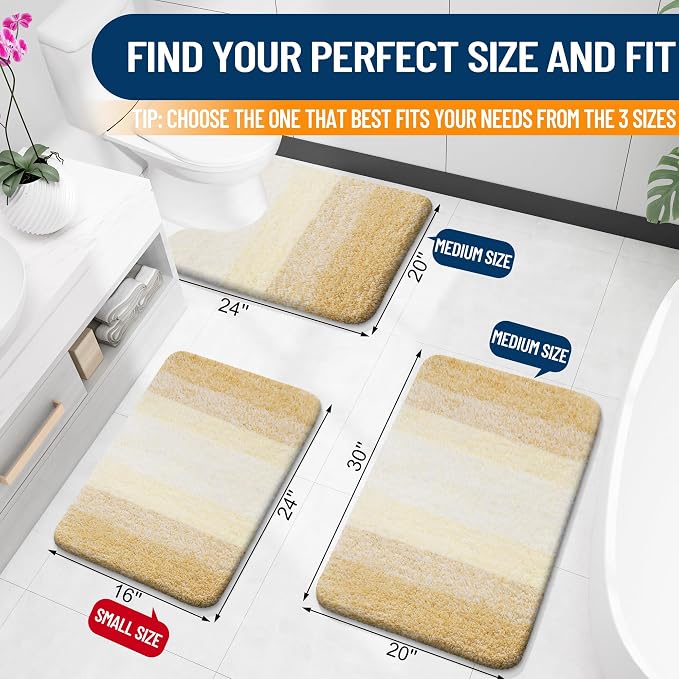 OLANLY Bathroom Rug Set 2 Piece, Soft Absorbent Microfiber Bath Mats and - Image 2