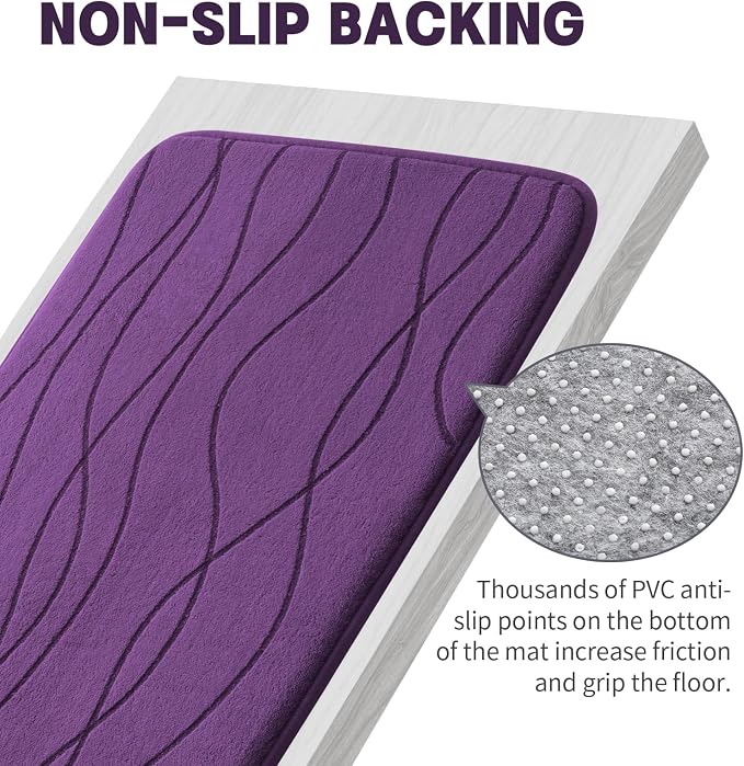YIHOUSE Memory Foam Purple Bathroom Rug Sets 3 Piece, Ultra Absorbent Bath Mat - Image 6