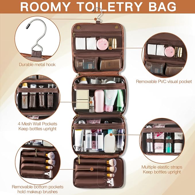 Elviros Hanging Travel Toiletry Bag Gift - Image 4